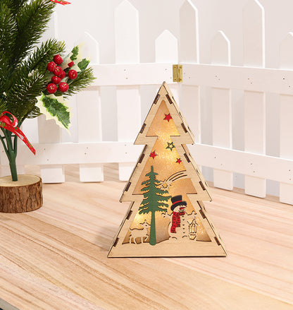 Christmas Wooden Luminous Decorative Ornaments With Lights