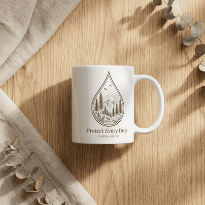 Ceramic Mug - "Protect Every Drop" Eco Water Conservation Coffee Cup