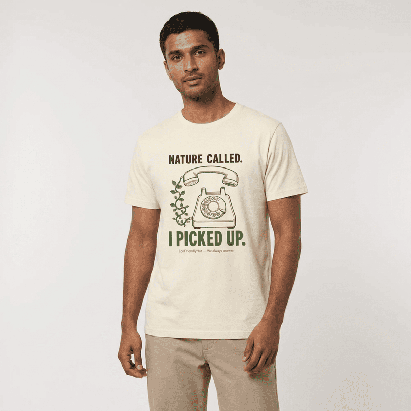 Nature Called T‑Shirt — “I Picked Up” Vintage Phone Eco Graphic Tee
