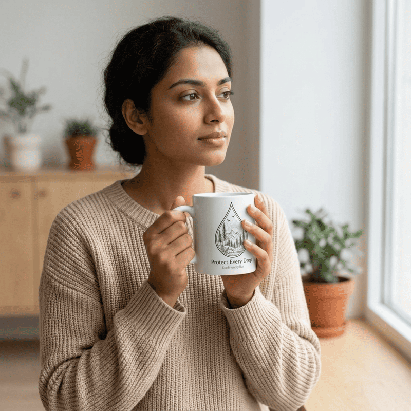 Ceramic Mug - "Protect Every Drop" Eco Water Conservation Coffee Cup