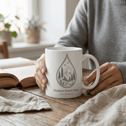 Ceramic Mug - "Protect Every Drop" Eco Water Conservation Coffee Cup