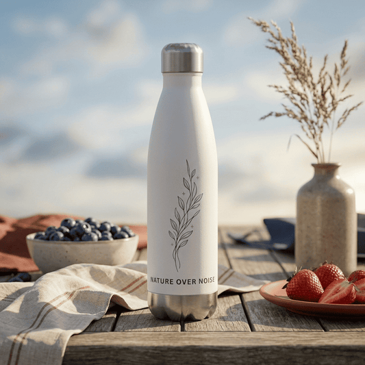 Nature Over Noise Stainless Steel Water Bottle — 17oz Insulated Eco Bottle