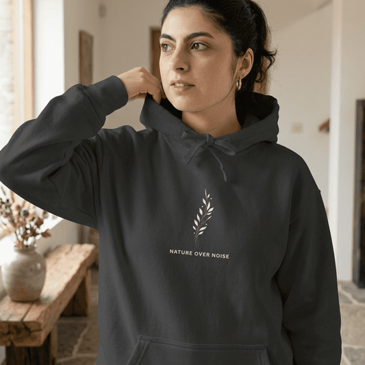 Minimal Floral Hoodie — 'Listen to Your Body' Relaxed Pullover