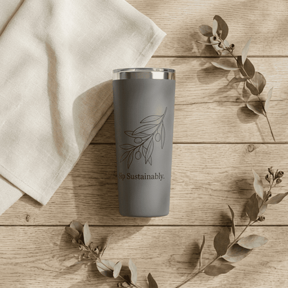 Eco Olive Branch 22oz Insulated Tumbler — "Sip Sustainably"