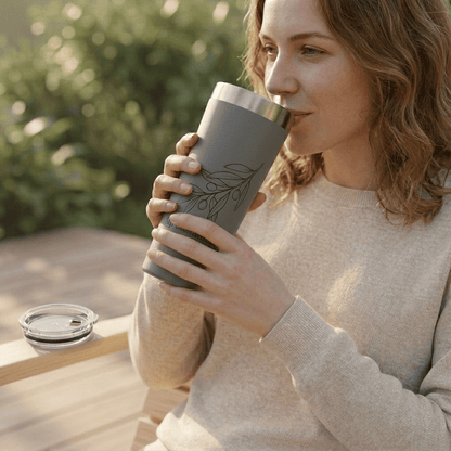 Eco Olive Branch 22oz Insulated Tumbler — "Sip Sustainably"