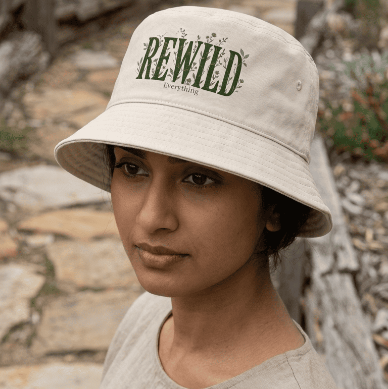 Rewild Everything Bucket Hat — Brown Outdoor Nature Hat